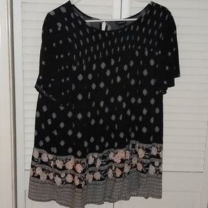 Short sleeve print plus size blouse